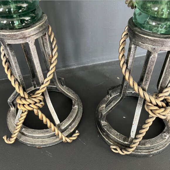 Glass and Iron Candle Holders - Picture 2 of 3